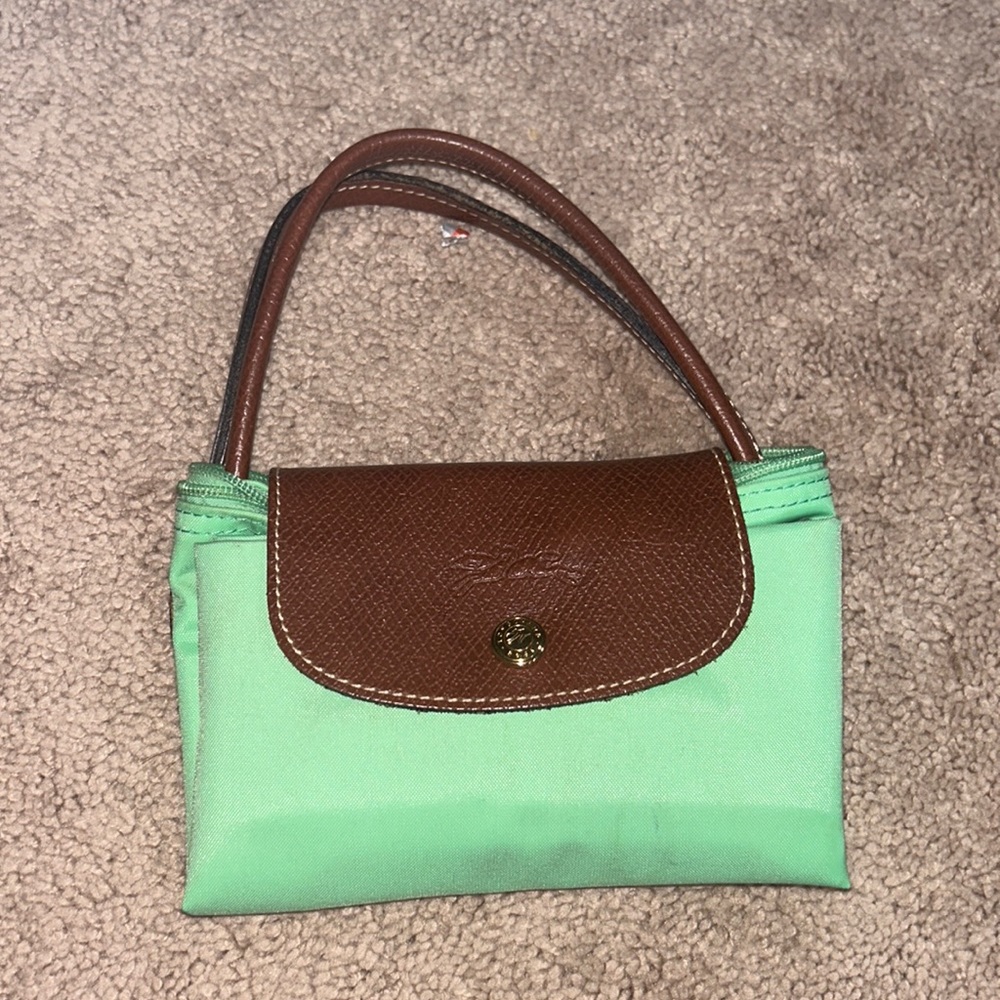 Longchamp Small Le Pliage Top Handle Bag Mint Green Color